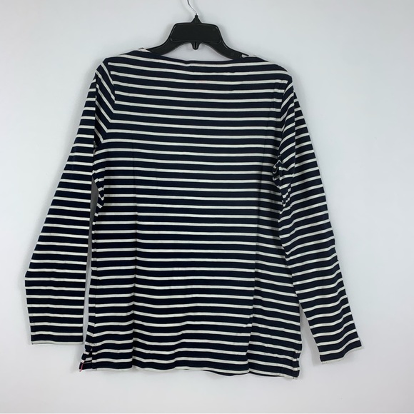 Boden NWT Navy Stripe Christmas Breton Metallic Foil Graphic Tee - Picture 3 of 7